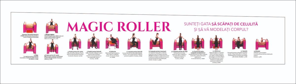 Instrucțiuni utilizare Magic Roller – poziții și exerciții pentru fiecare zonă a corpului